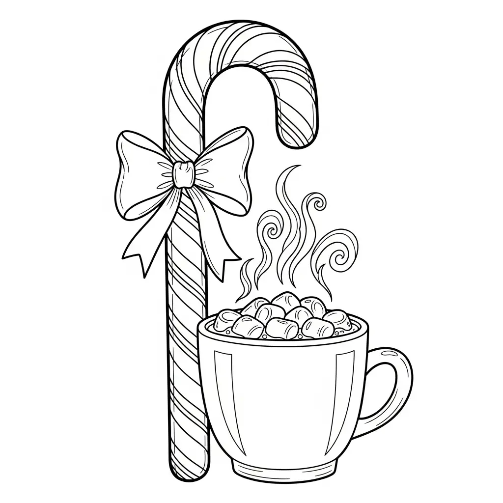 Bastón De Caramelo Navideño para colorear para imprimir para niño de 9 años