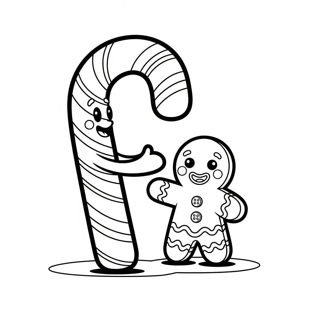 Bastón De Caramelo Navideño para colorear para descargar