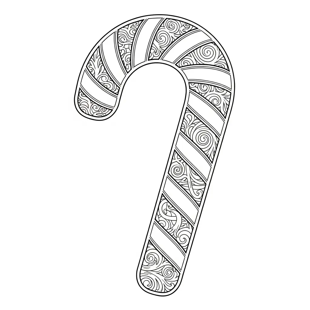 Bastón De Caramelo Navideño para colorear gratis para imprimir