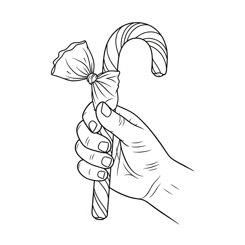 Bastón De Caramelo Navideño para colorear para imprimir para niño de 4 años