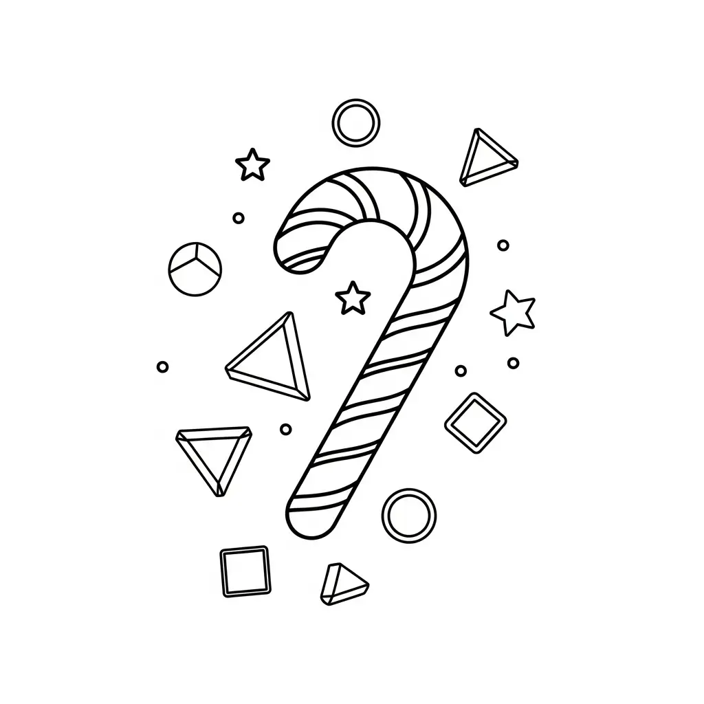 Bastón De Caramelo Navideño para colorear para niño de 5 años