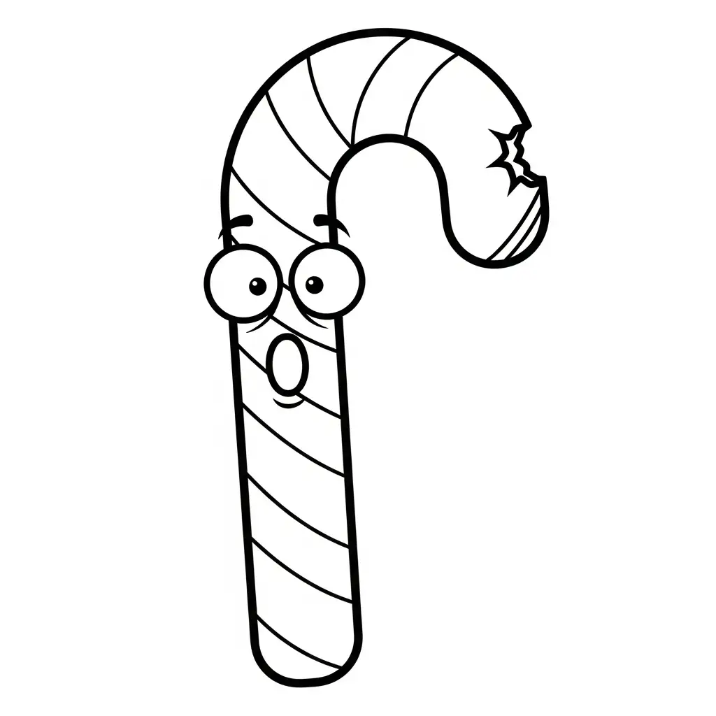 Bastón De Caramelo Navideño para colorear para niños para descargar