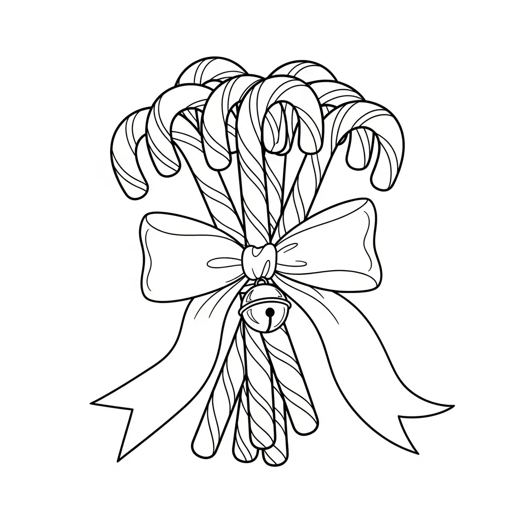 Bastón De Caramelo Navideño para colorear para primaria