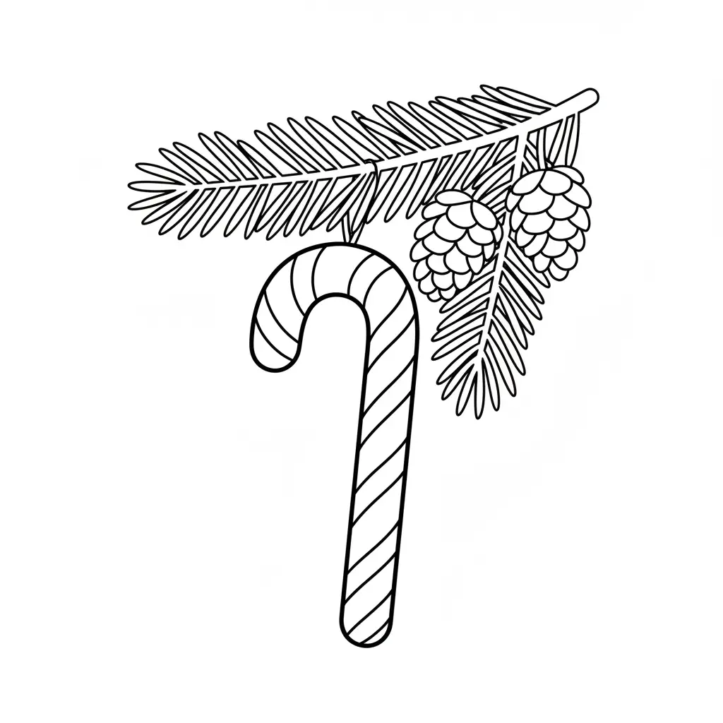 Bastón De Caramelo Navideño para colorear para imprimir a4