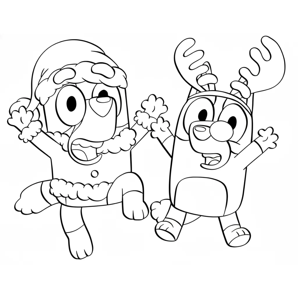 Bluey de Navidad 1 para colorear para niño gratis