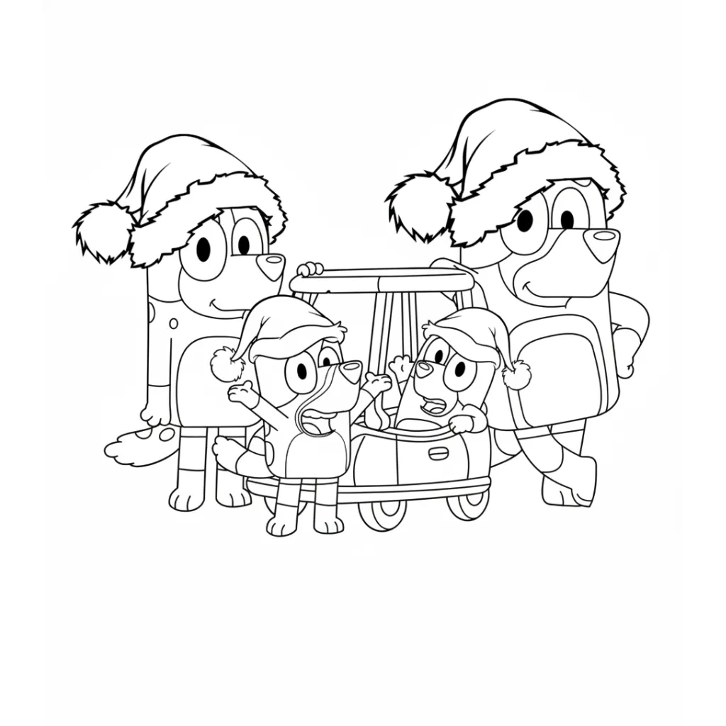 Bluey de Navidad 11 para colorear para imprimir kawaii