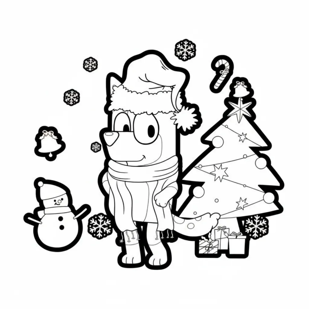 Bluey de Navidad 12 para colorear para niño de 8 años