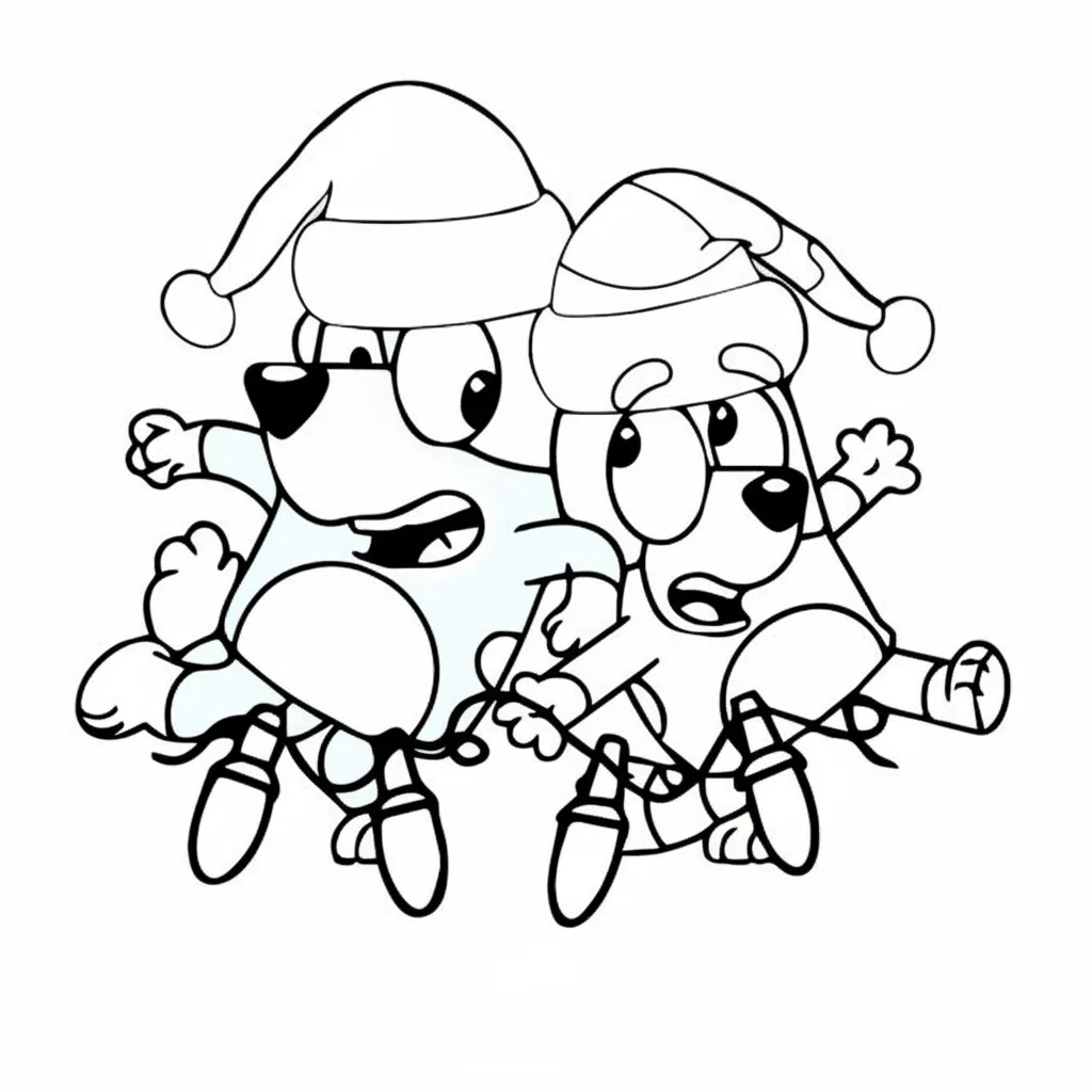 Bluey de Navidad 13 para colorear para niño de 7 años