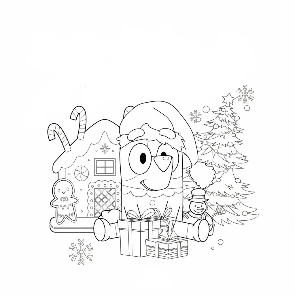 Bluey de Navidad 14 para colorear y aprendizaje