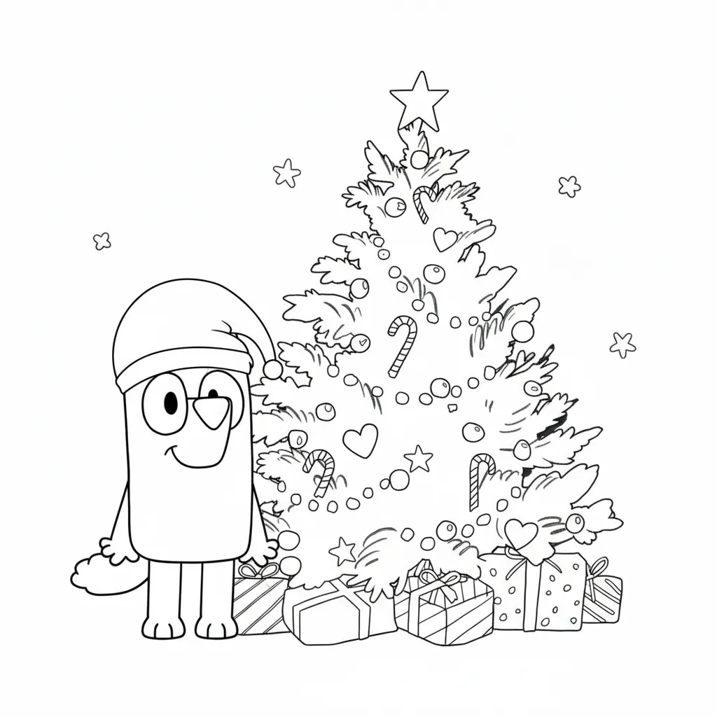 Bluey de Navidad 15 para colorear y recortar