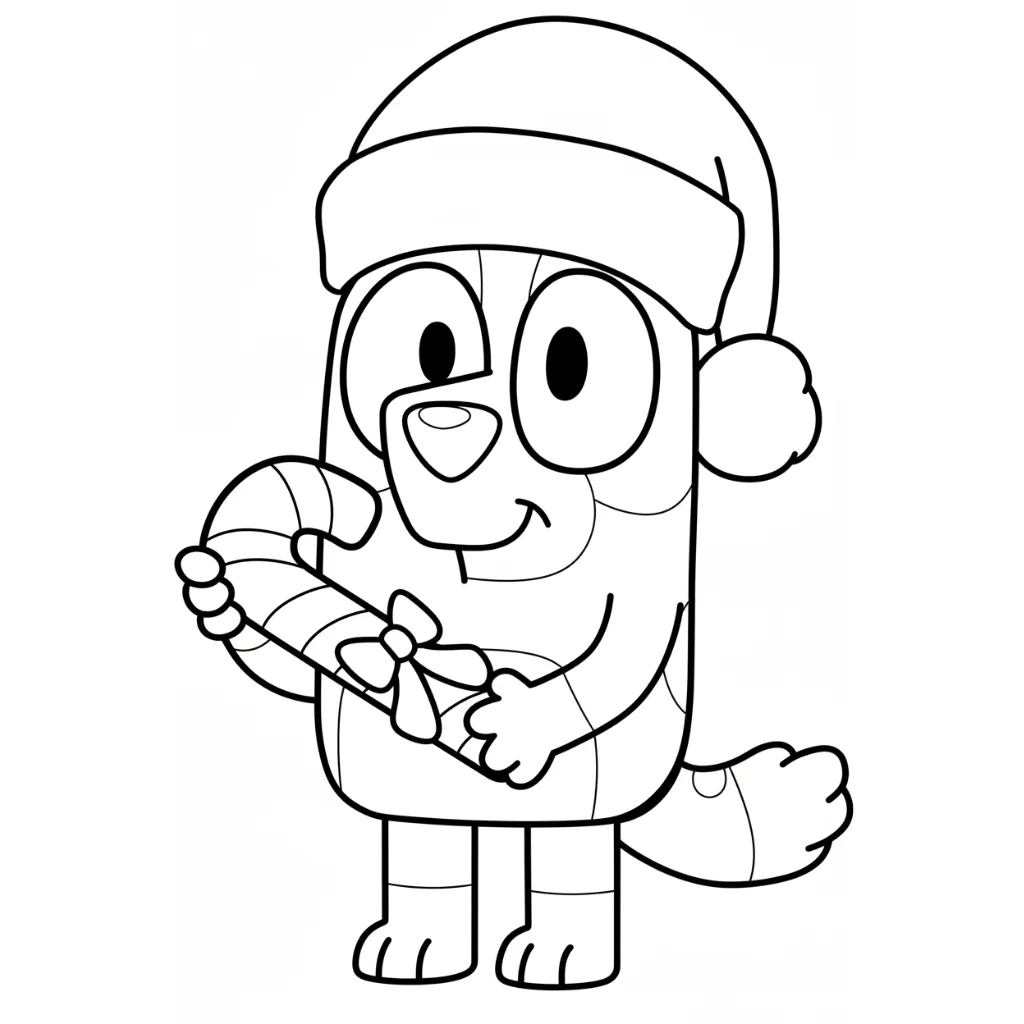 Bluey de Navidad 18 para colorear para imprimir kawaii