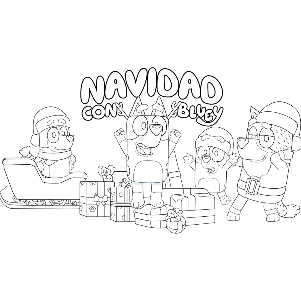 Bluey de Navidad 19 para colorear para descargar