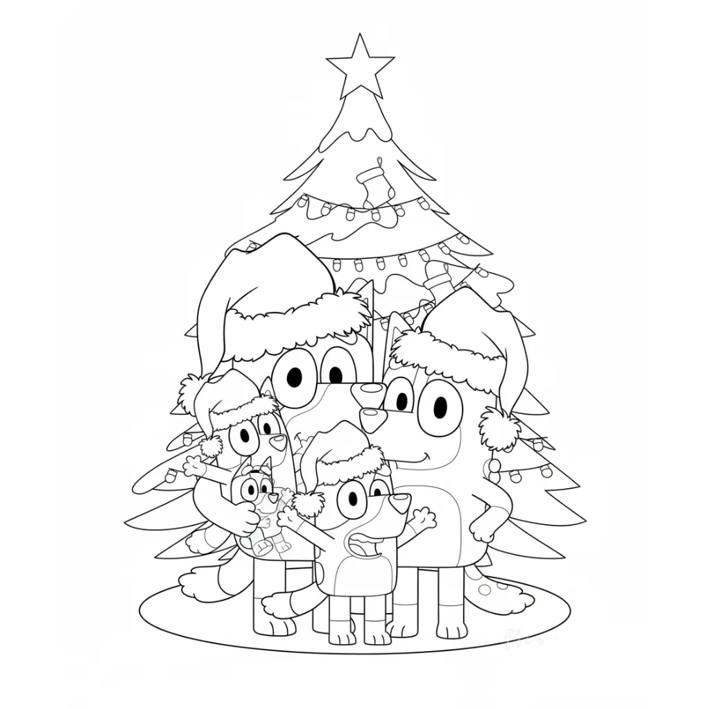 Bluey de Navidad 2 de niño para colorear para imprimir
