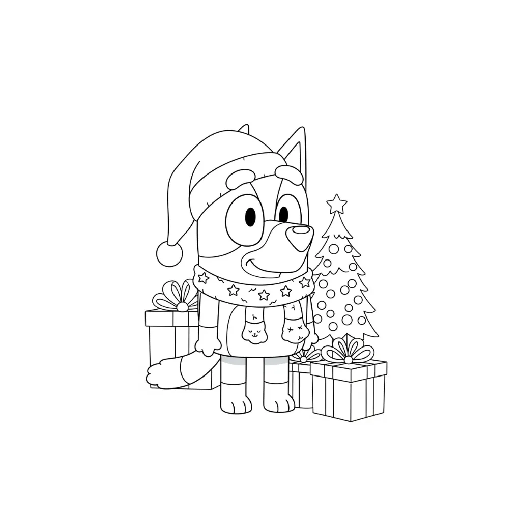 Bluey de Navidad 22 para colorear y recortar para imprimir