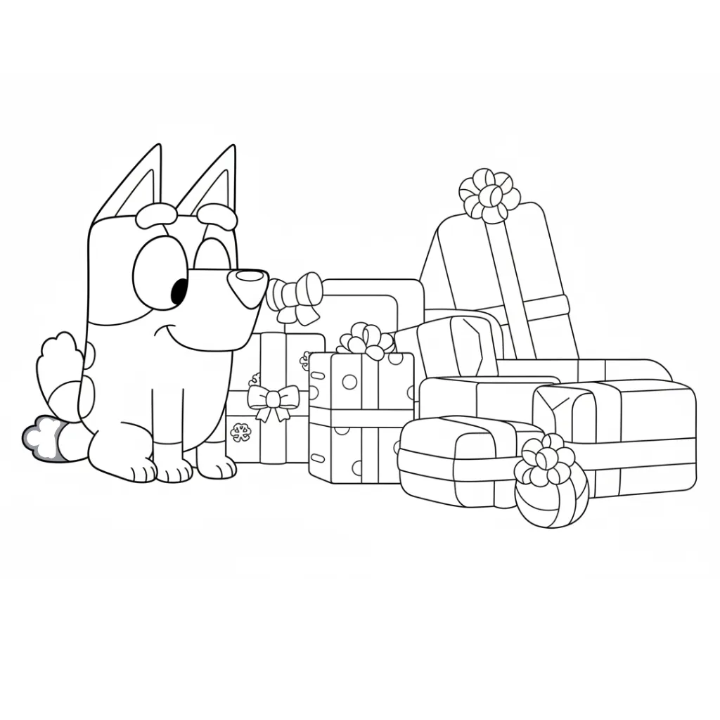 Bluey de Navidad 3 para colorear para imprimir para niño de 10 años