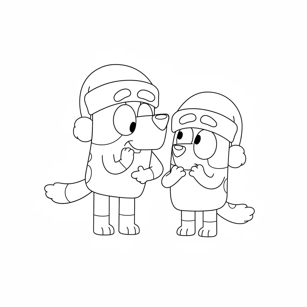 Bluey de Navidad 4 para colorear para niño