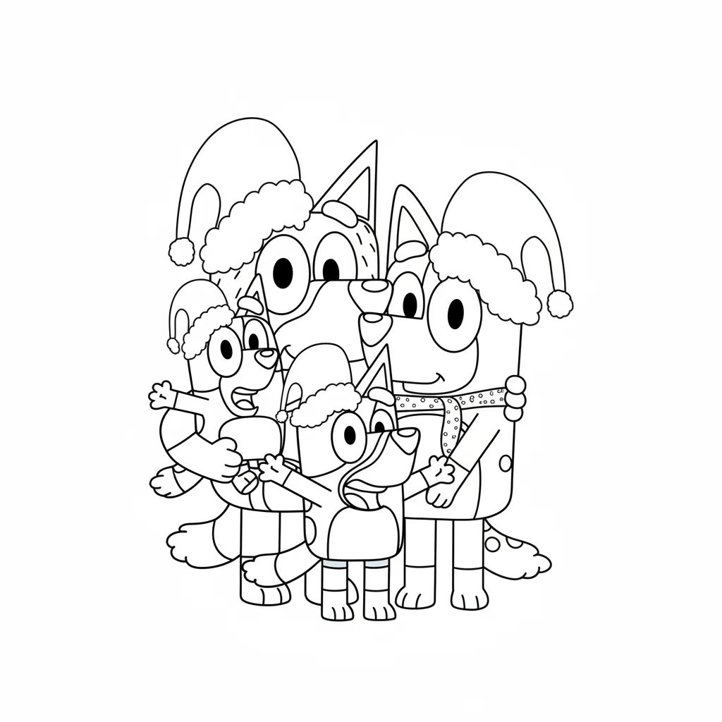 Bluey de Navidad 5 para colorear y aprendizaje