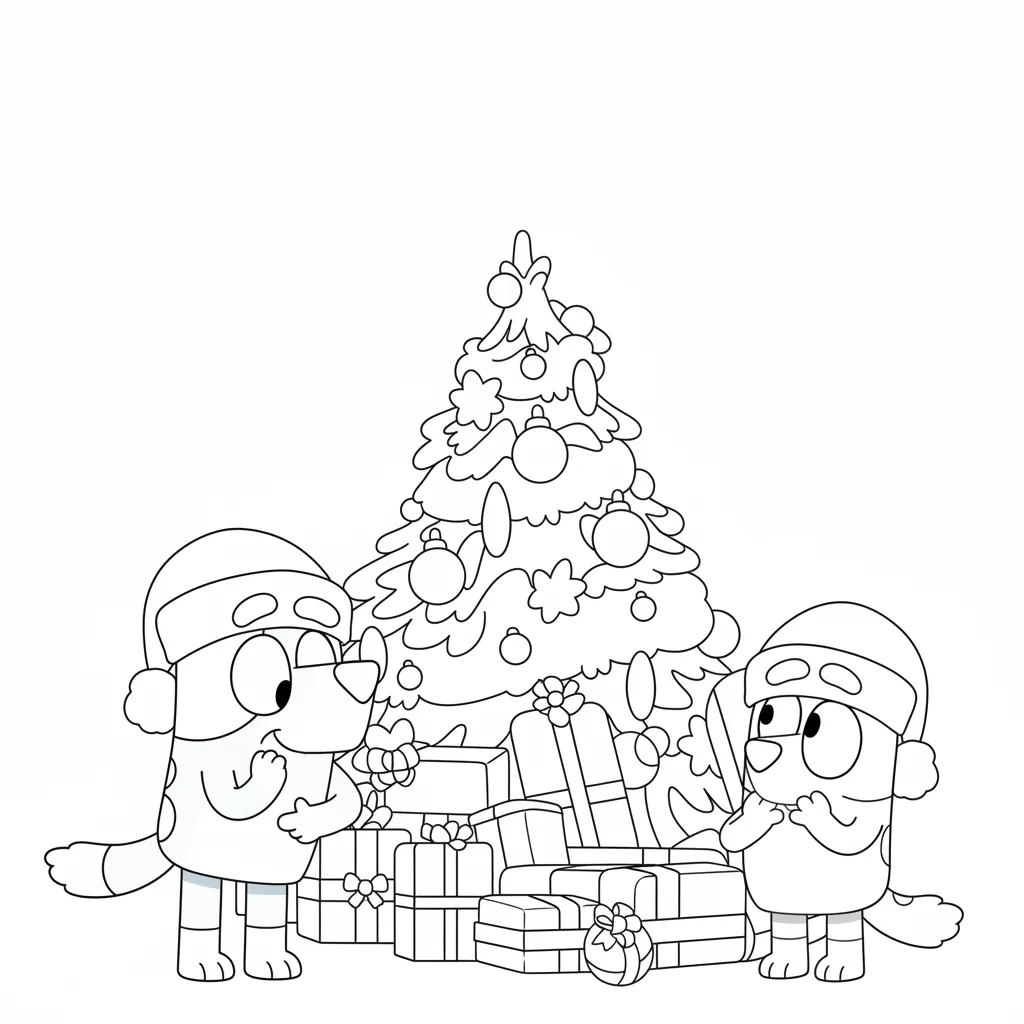 Bluey de Navidad 6 para colorear y dibujos
