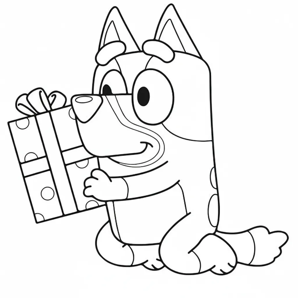 Bluey de Navidad 9 para colorear y dibujo para imprimir