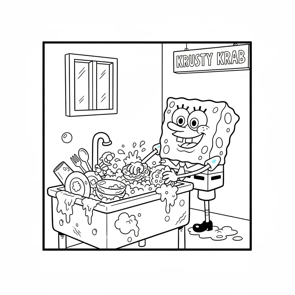 Bob Esponja para colorear para niño de 4 años