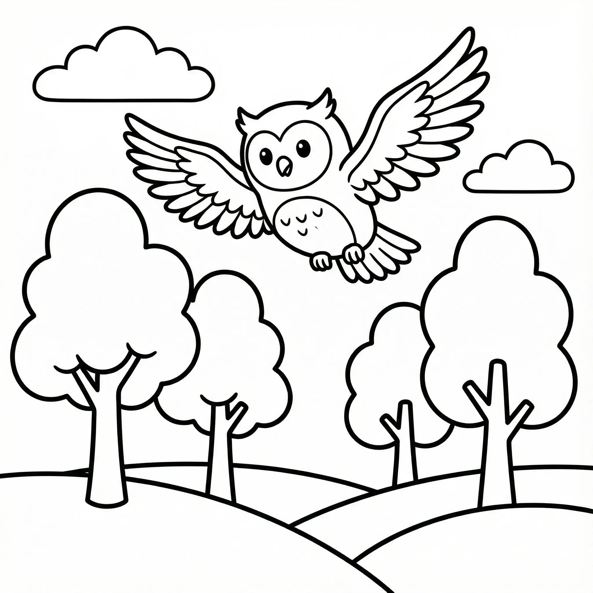 Búho 11 para colorear para imprimir para niño de 3 años