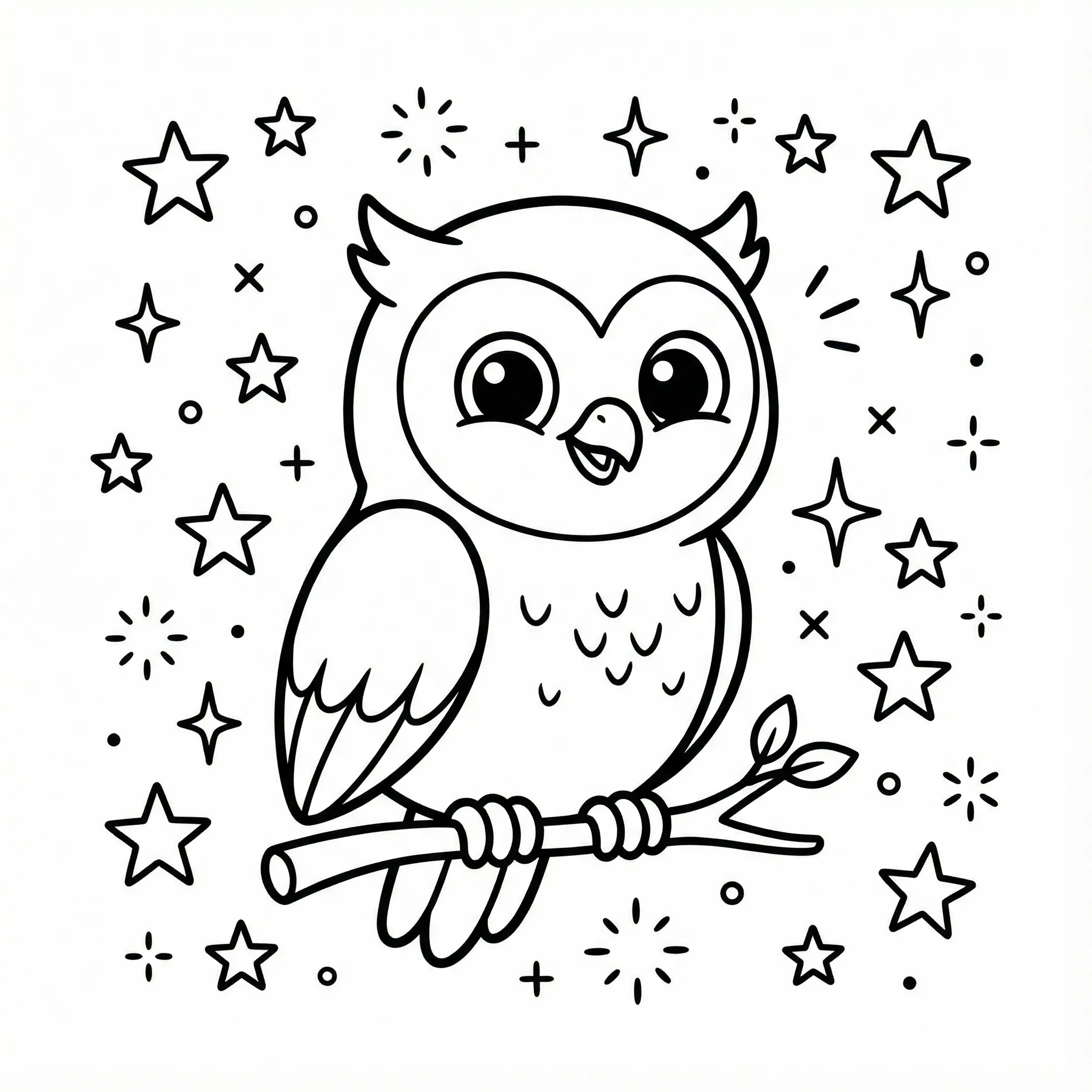 Búho 9 para colorear para bebé para imprimir