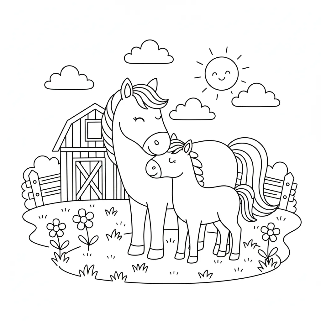 Caballos 2 para colorear para imprimir gratis pdf