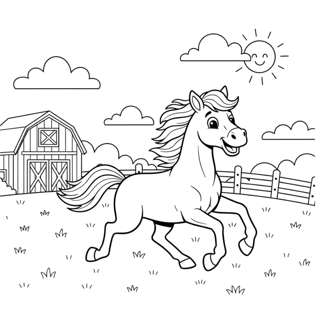 Caballos 3 de niño para colorear para imprimir