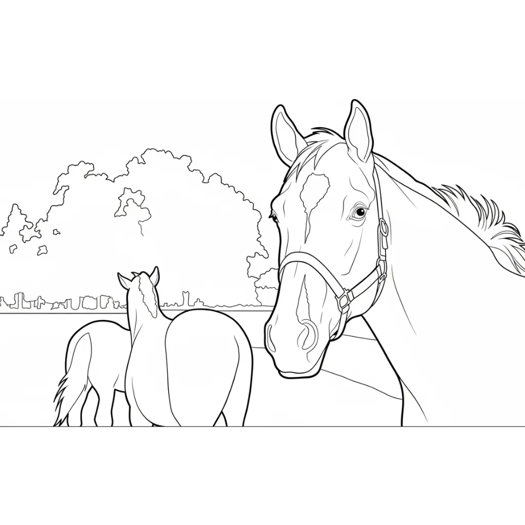 Caballos 8 para colorear y recortar