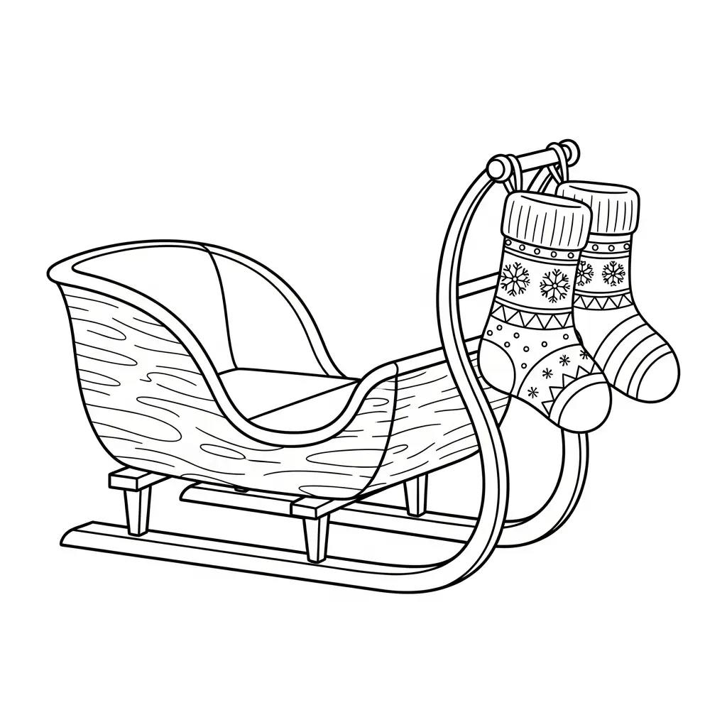 Calcetines de Navidad para colorear y recortar para imprimir gratis 1