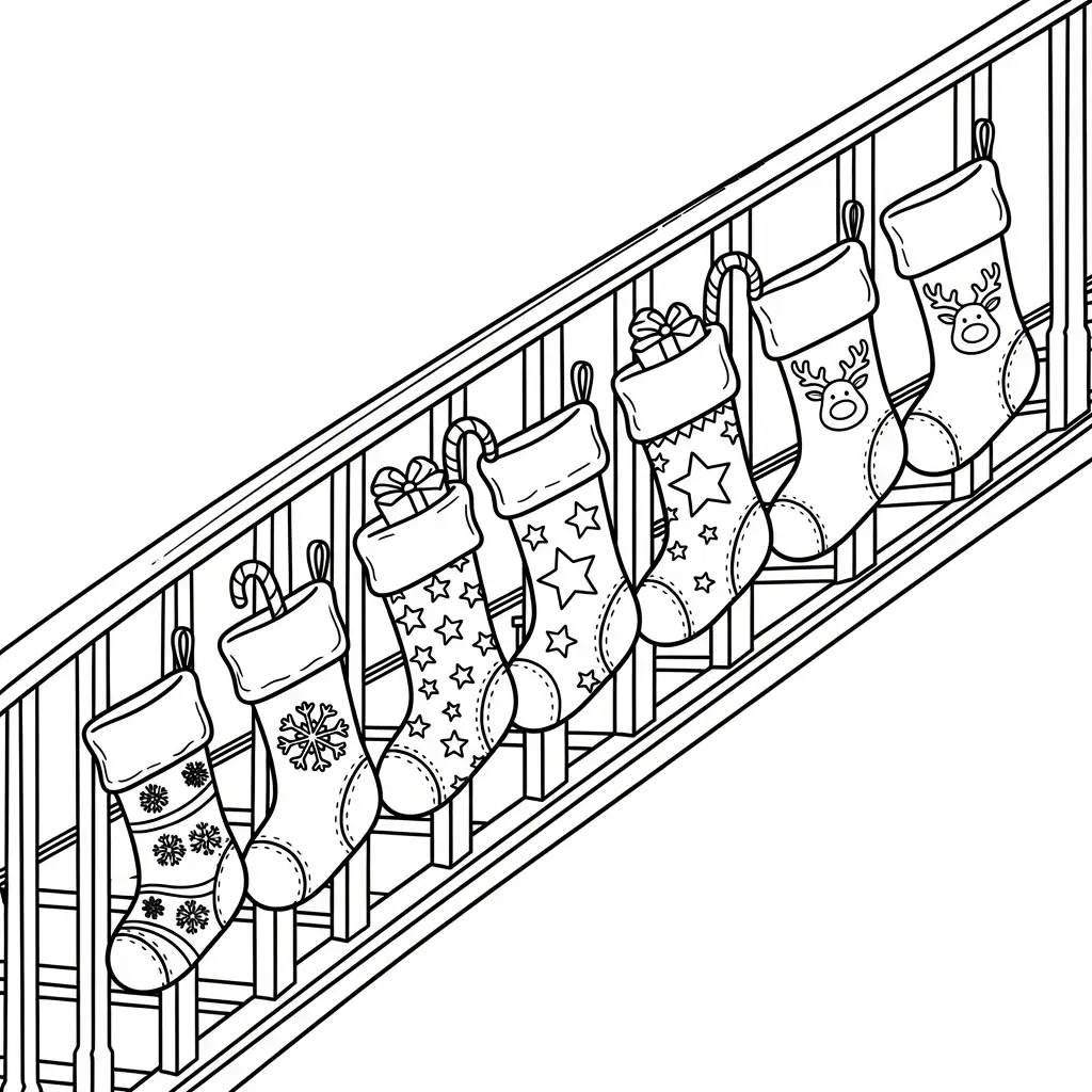 descargar Calcetines de Navidad para colorear gratis