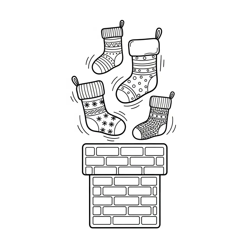 Calcetines de Navidad para colorear para imprimir para niño de 12 años