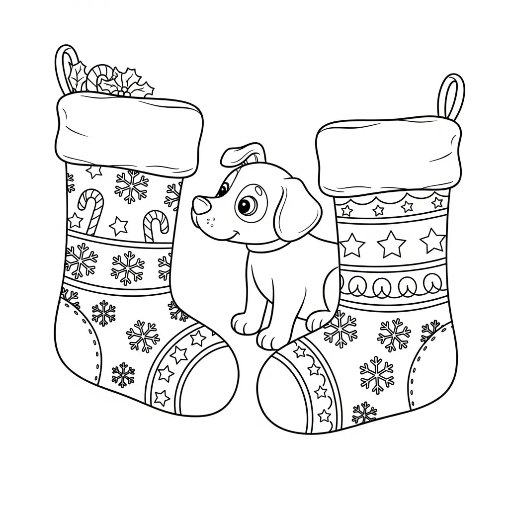 Calcetines de Navidad para colorear en línea