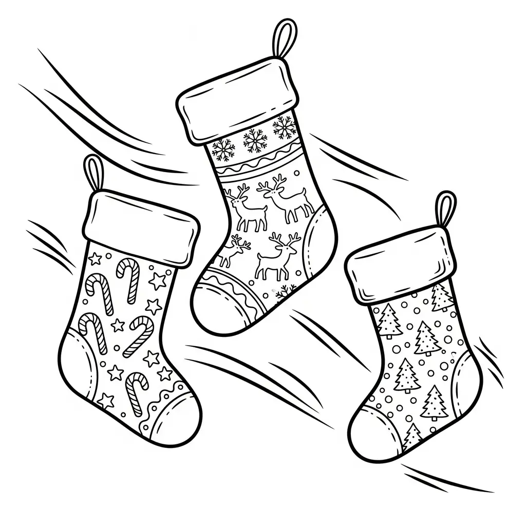 para imprimir Calcetines de Navidad para colorear gratis