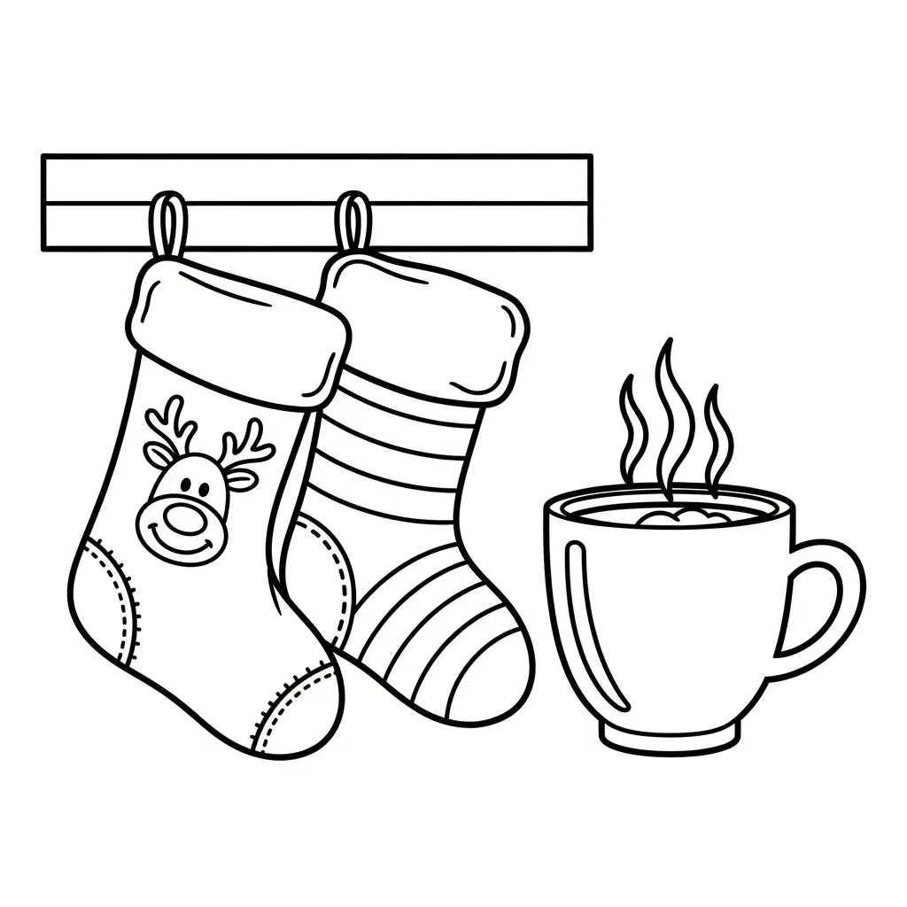 Calcetines de Navidad para colorear y aprendizaje 1