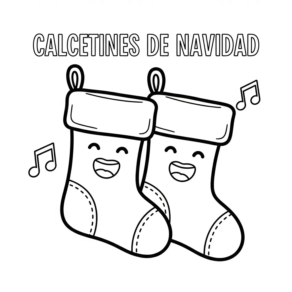 Calcetines de Navidad para colorear para imprimir gratis pdf