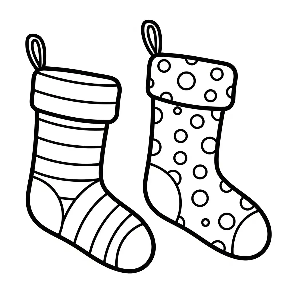 Calcetines de Navidad para colorear para niño de para imprimir
