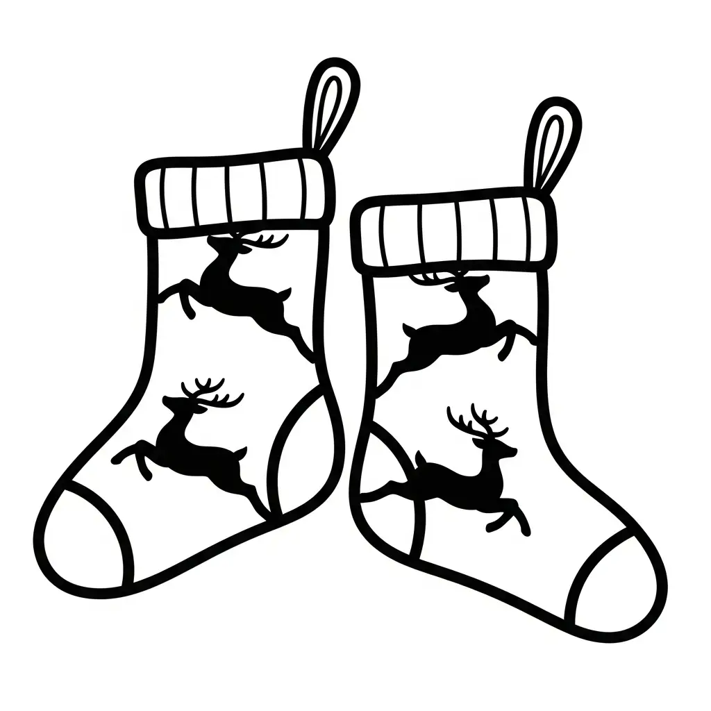 Calcetines de Navidad para colorear gratis para imprimir