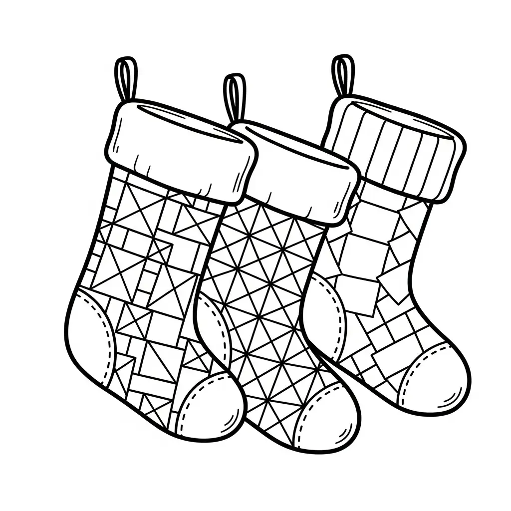 Calcetines de Navidad para colorear para imprimir para niño de 4 años