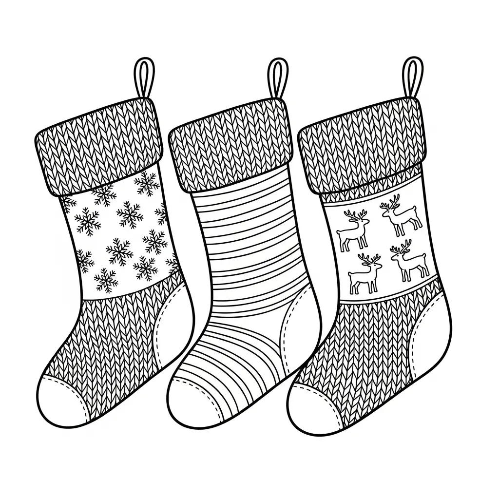 imprimir Calcetines de Navidad para colorear gratis