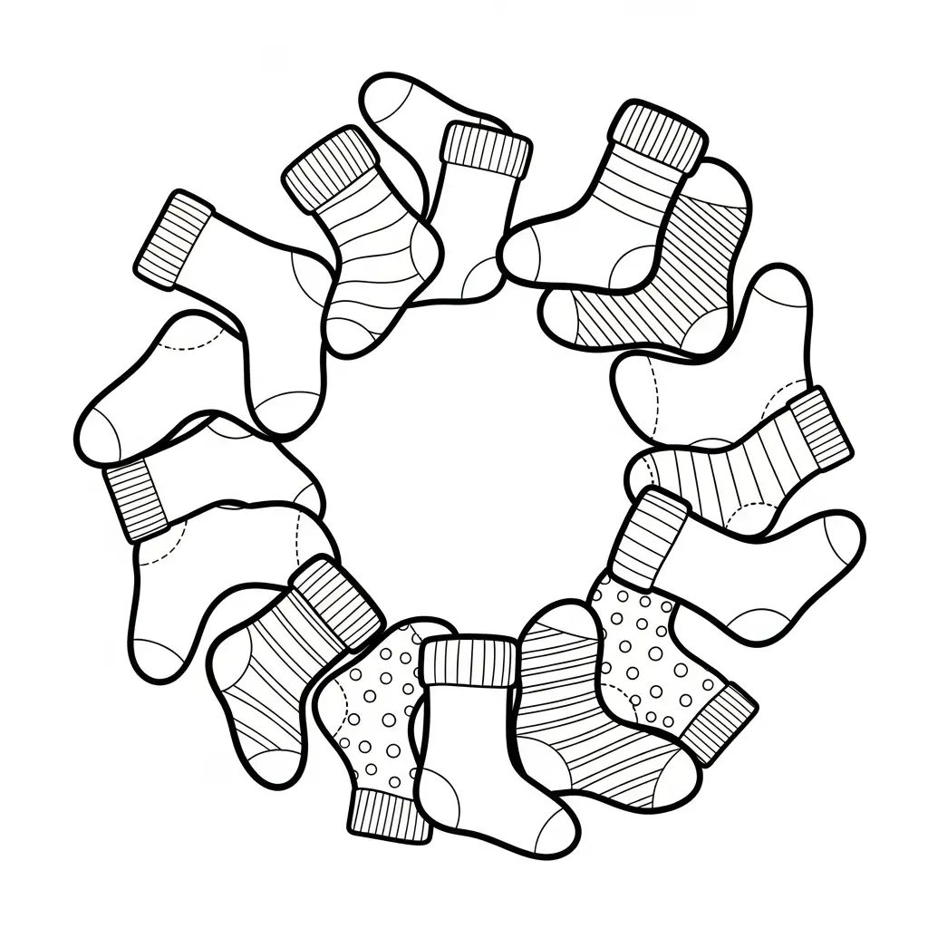 Calcetines de Navidad para colorear para imprimir pdf gratis