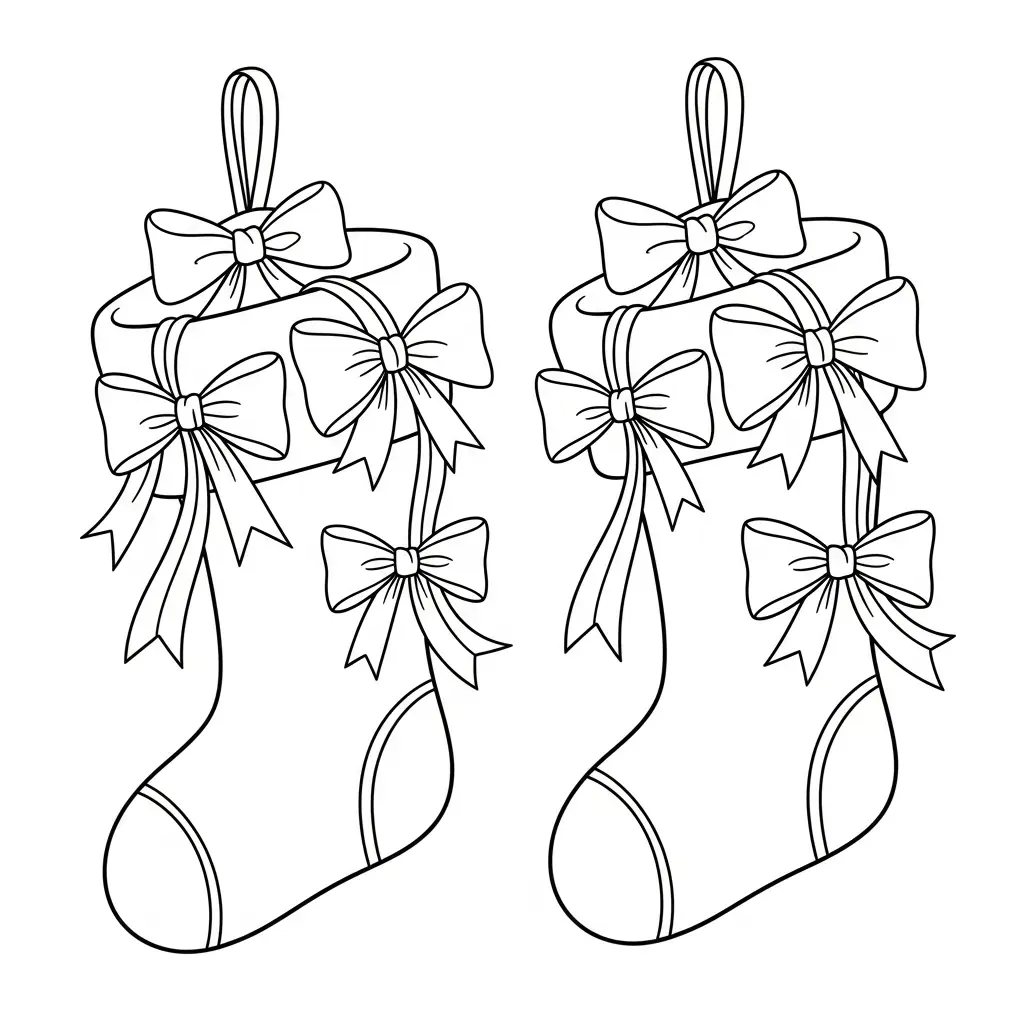 Calcetines de Navidad para colorear para imprimir para niño de 7 años