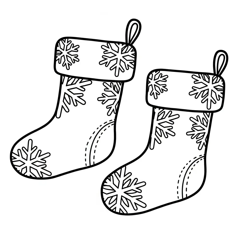 Calcetines de Navidad para colorear y recortar para imprimir