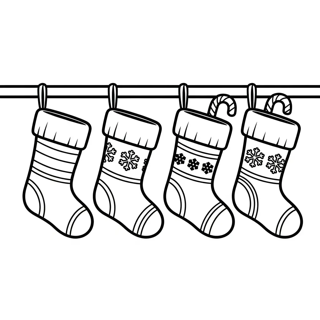 Calcetines de Navidad para colorear para imprimir 1