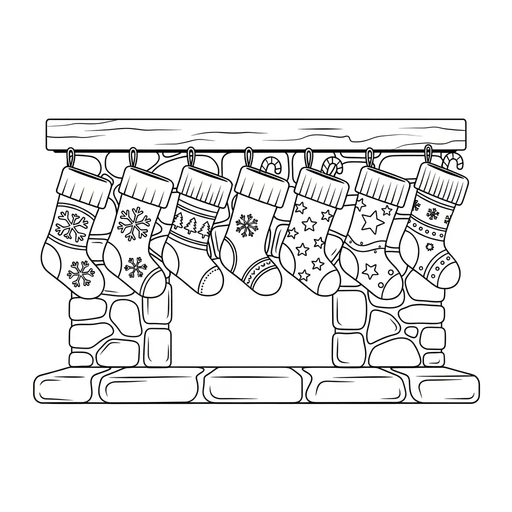 Calcetines de Navidad para colorear y recortar para imprimir gratis