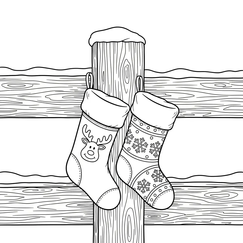 Calcetines de Navidad para colorear y dibujos