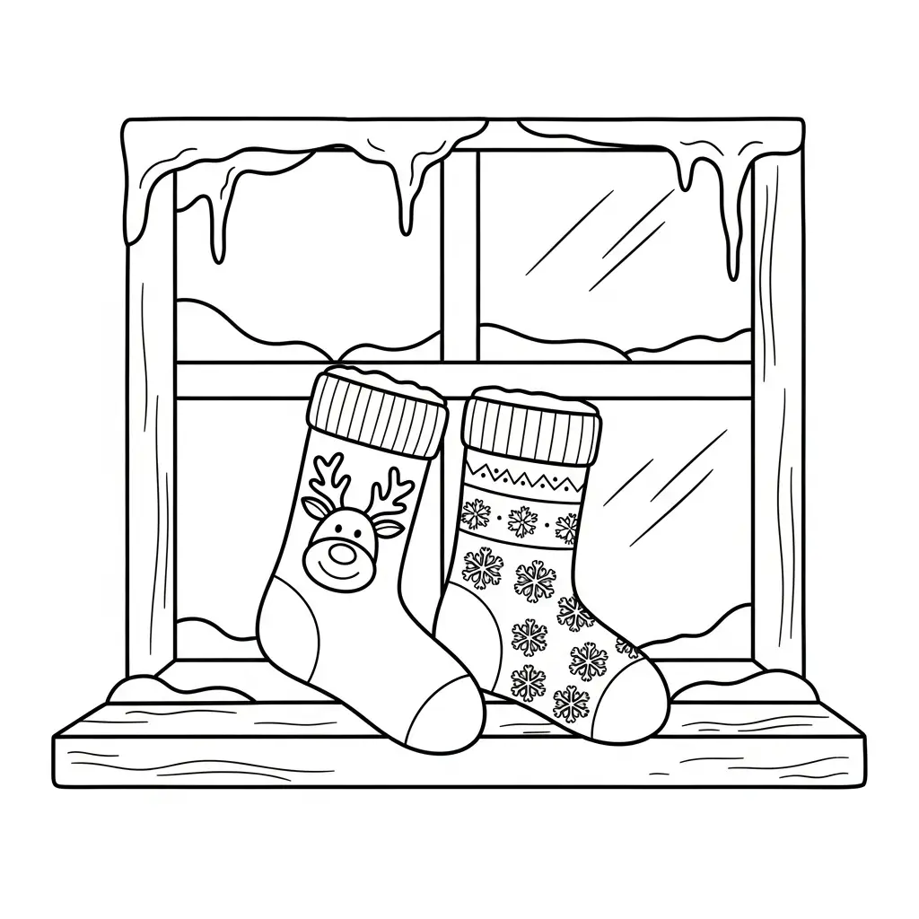 Calcetines de Navidad para colorear y dibujos 1