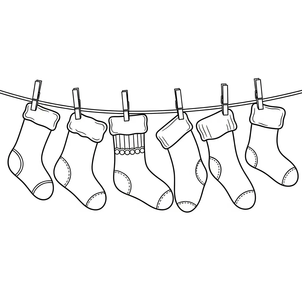 Calcetines de Navidad para colorear de para niños