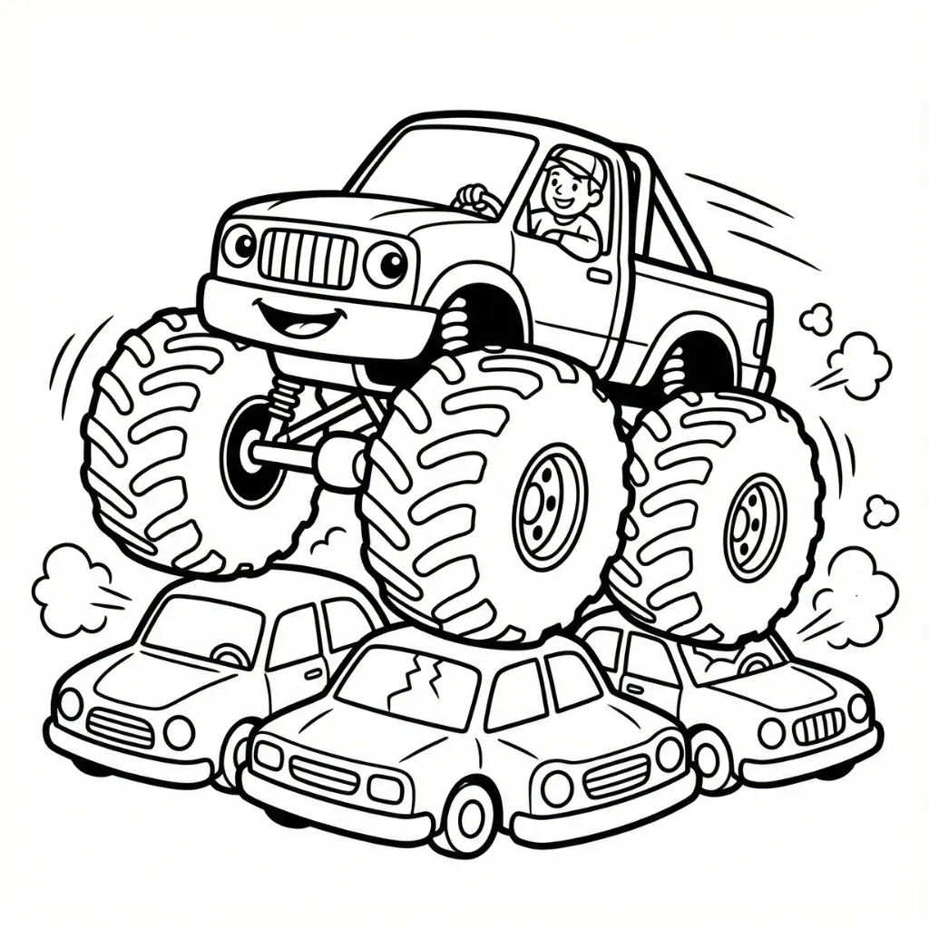 Camión Monstruo 17 para colorear gratis para imprimir