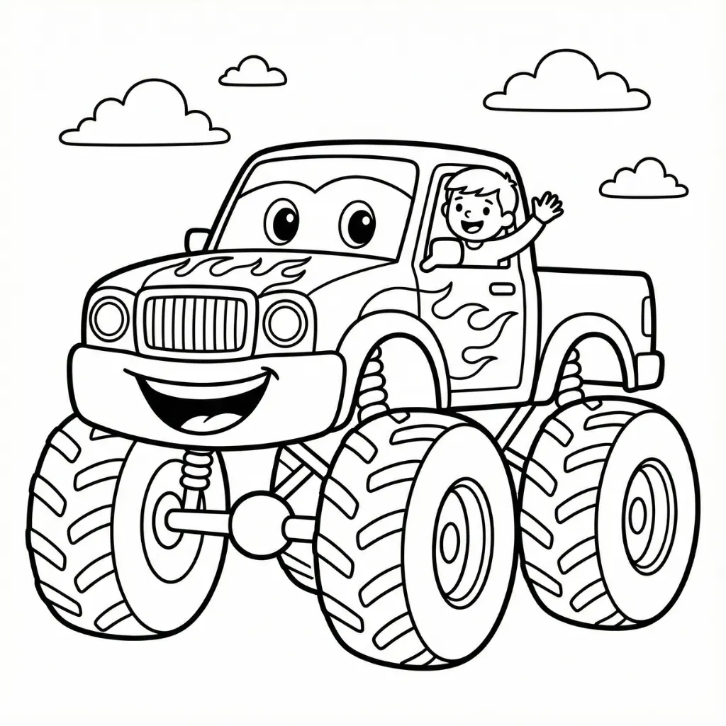 Camión Monstruo 2 para colorear para niño gratis